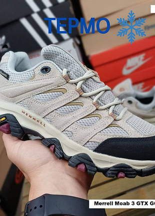 Женские термо кроссовки merrell moab 3 bsdx gore-tex бежевые