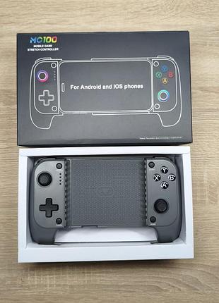 Мобильный игровой геймпад mc100 bluetooth rgb hall (для android и iphone, серый)