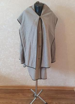 Вовняне пальто-кейп cos leather-trimmed wool scarf coat (оригінал)