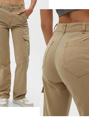 40р. пісочні карго джинси pull&amp;bear 5