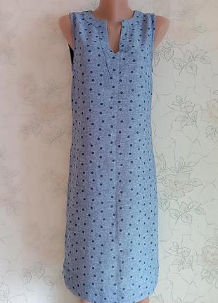 Платье повседневное лен-узкоза, платье в горох marks and spencer 2
