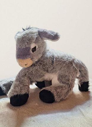 Мягкая плюшевая игрушка ослик лежачий (серый ослючок), 30х40 см