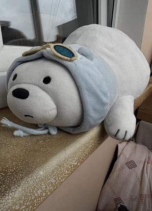 Велика м’яка іграшка білий ведмідь ice bear — we bare bears, cartoon network