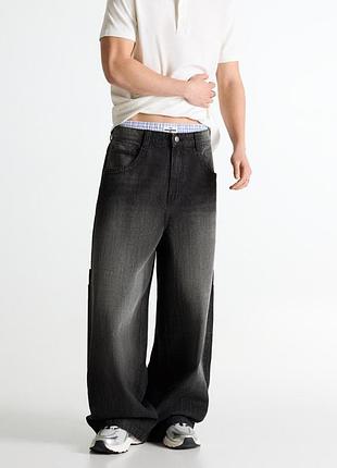 Джинсы широкие багги baggy 36 размер s, 26-27 zara