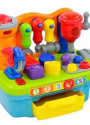 Развивающая интерактивная игрушка-сортер hola toys 907 столик с инструментами, детский музыкальный верстак со светом и звуком