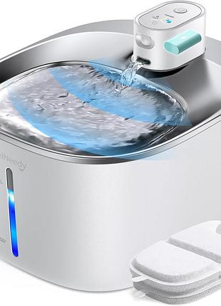 Беспроводной фонтан для воды для кошек и собак (4 л) с питанием от аккумулятора и датчиком движения — сверхтихая работа, в комплек