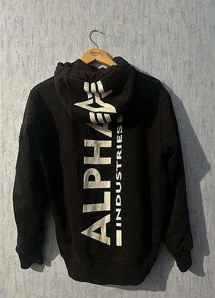 Худі чоловіче alpha industries big logo чорне