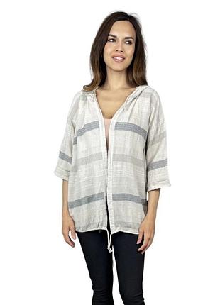 Летняя льняная накидка кардиган  с капюшоном l-xl италия