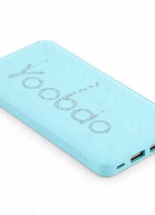 Портативний акумулятор power bank yoobao kj03 10000 mah blue з 2xusb, входами lightning і micro-usb
