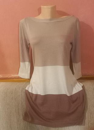 Трикотажное платье-туника limited collection, размер 12 (m/l), в трехцветную полоску