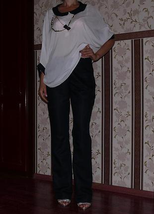 Темно-синие классические брюки р. 44-46. лен и коттон.