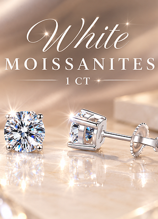 Серьги с муассанитами 1 ct. муассанит