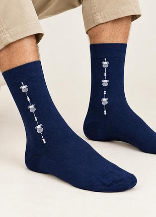 Чоловічі високі шкарпетки hotsox з принтом ананаси темно-сині розмір універсальний 40-44 нові
