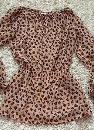 Блуза жіноча odji леопардова з відкритими плечима