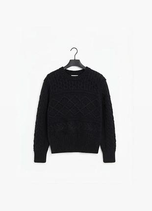 🖤 стильний чорний в’язаний светр kilky paris / об'ємний фактурний джемпер з візерунком, розмір м