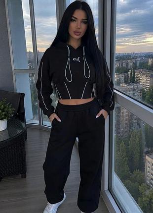 Худі вкорочене з білим кантом