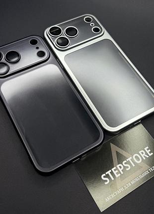 Чохол для iphone 17 pro max матовий прозорий з хромованим ободком full захист