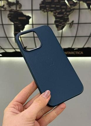 Чохол leather in the box iphone 14 pro max, шкіряний чохол з мікрофіброю для айфон 14 про макс (indigo blue)