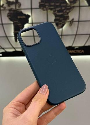 Чохол leather in the box iphone 15, шкіряний чохол з мікрофіброю для айфон 15 (indigo blue)