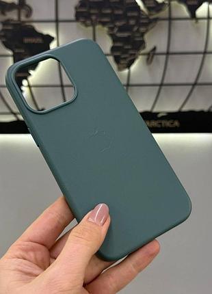 Чохол leather in the box iphone 15 pro max, шкіряний чохол з мікрофіброю для айфон 15 про макс (зелений)