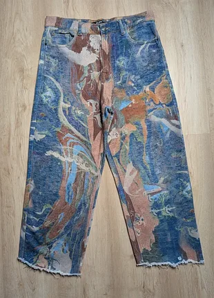 Джинси jaded london marble relaxed crop w30 широкі з принтом