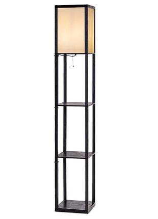 Стелаж-торшер costway lumina classic shade 160 з тканинним абажуром на 3 полиці лофт, чорний