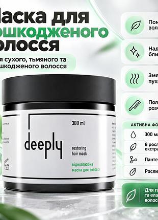 Відновлююча маска deeply restoring hair mask для волосся інтенсивне живлення, м’якість, гладкість та догляд щодня