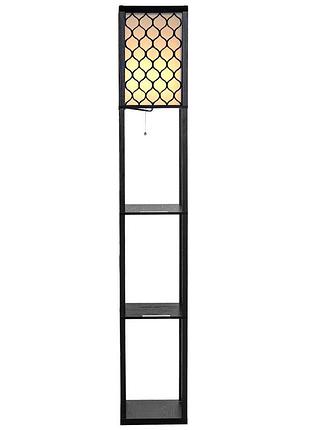 Стелаж-торшер costway lumina solo lattice 160 з декоративними абажурами на 3 полиці лофт, чорний