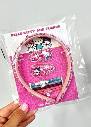 Комплект для дівчаток hello kitty аксесуарів для волосся з обручем, шпильками та гумками