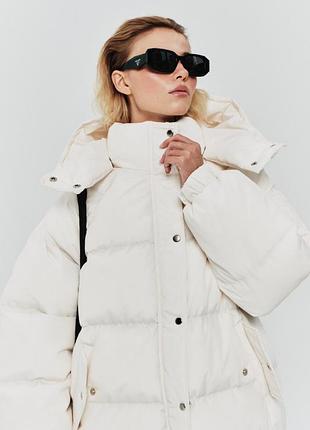 Жіночий пуховик blow fashion з капюшоном, молочний