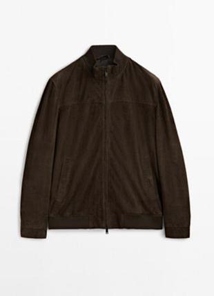 Замшева куртка massimo dutti коричневого кольору