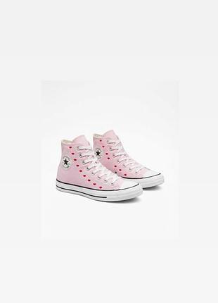 🩷 жіночі високі кеди converse chuck taylor all star high "embroidered hearts / kisses" (розмір 36.5 / us 6)
