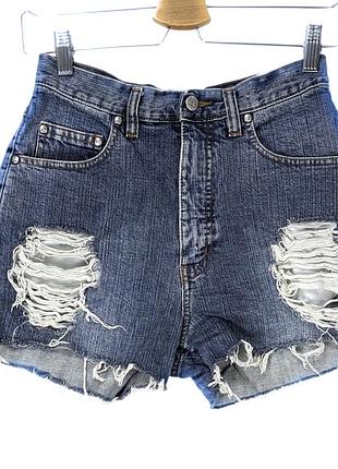 Джинсовые шорты norwiss blue jeans размер 36 (s / eur 36) с рваными элементами синие, отличный