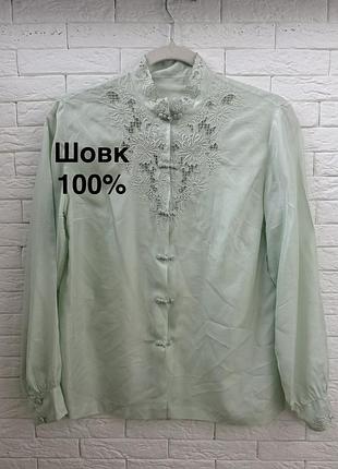 Шовкова блуза ніжно мʼятного кольору