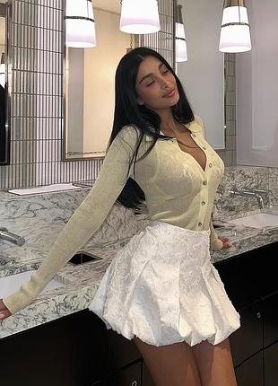 Кардиган zara з тонкого трикотажу в рубчик пастельно-жовтого кольору s розмір