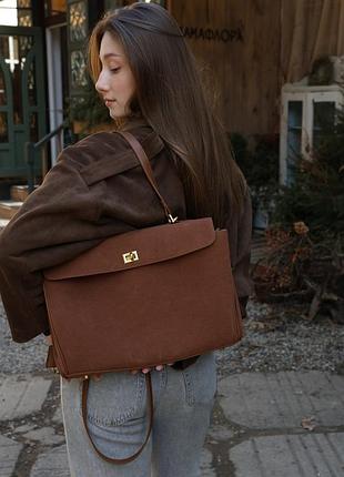 Сумка rodeo large suede ginger/gold