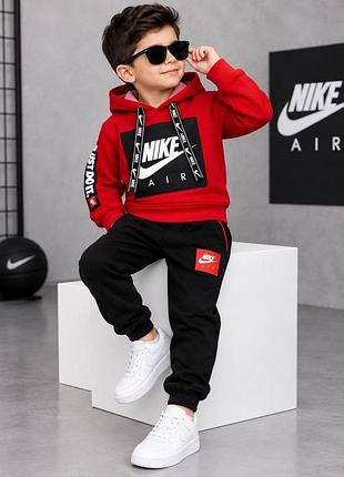 Дитячий спортивний костюм для хлопчика "nike" найк, зріст 86-98, (зріст 86-92, 92-98, приблизно 1,5-2, 2-3 роки), новий, колір: чорний з червоним