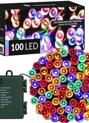 Гирлянда на батарейках springos 10 м 100 led cl4032 mix