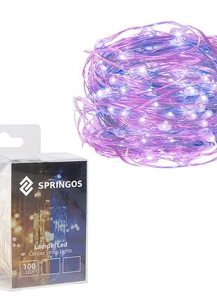 Гирлянда на батарейках springos 9.9 м 100 led cl0023 pink/blue