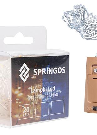 Гирлянда пробка в бутылку на батарейках springos 1.9 м 20 led cl0027 cold white