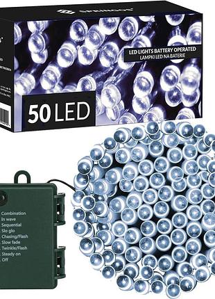Гирлянда на батарейках springos 5 м 50 led cl4028 cold white