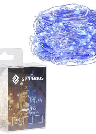 Гирлянда на батарейках springos 9.9 м 100 led cl0020 blue