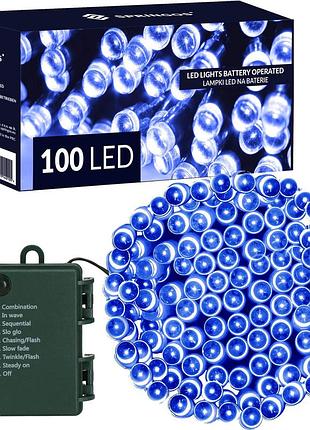 Гирлянда на батарейках springos 10 м 100 led cl4033 blue