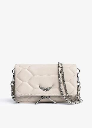 Клатч жіночий zadig & voltaire rock nano mat бежевий та чорний