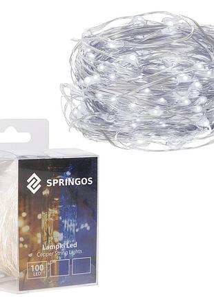 Гирлянда на батарейках springos 9.9 м 100 led cl0019 cold white