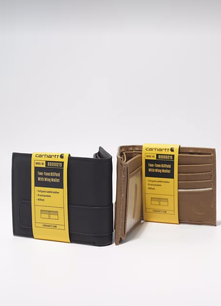 Гаманець чоловічий carhartt two-fold bifold with wing wallet чорний та коричневий