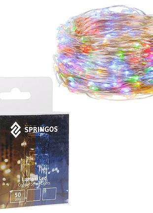Гирлянда на батарейках springos 4.9 м 50 led cl0017 mix