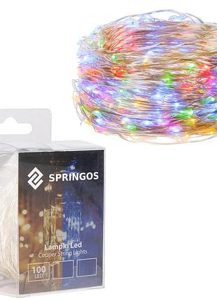 Гирлянда на батарейках springos 9.9 м 100 led cl0021 mix
