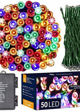 Гирлянда на батарейках springos 5 м 50 led 8 режимов cl4107 mix