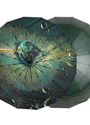 Жіноча парасолька-автомат від три слона «квіткова галактика 3d» на 16 карбонових спиць, зелена ручка, tsl 07570-4